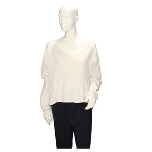 Altar'd State Cream V-Neck Knit Long Sleeve Top Size L
